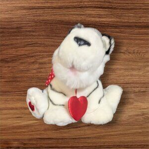 Hallmark White striped cat Tiger plush stuffed‎ animal toy red heart bow